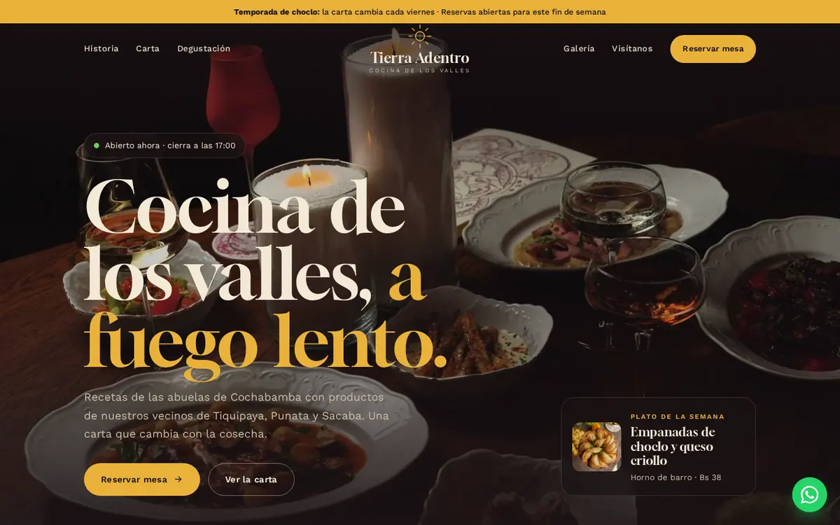Portada del sitio de Tierra Adentro